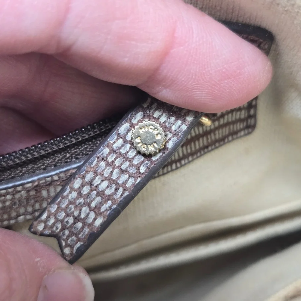 India Hicks Insider Stingray Gecko Brown Leather Clutch
